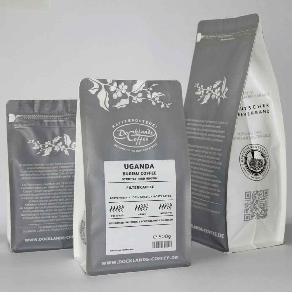 Uganda Bugiso Kaffee in der Verpackung
