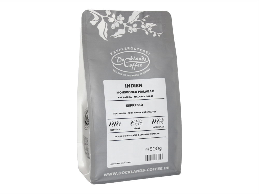 Espresso Monsooned Malabar Indien Gewicht Röstkaffee: 70g Probierpackung / Mahlgrad: sehr fein gemahlen
